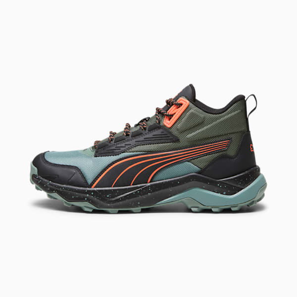 Obstruct Pro Mid Trail Shoes, Eucalyptus-PUMA Black-Neon Sun, large-ZAF