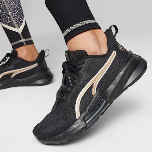 PWRFrame TR 2 Logo Love Women's Training Shoes, PUMA Black-Metallic Gold, large-ZAF