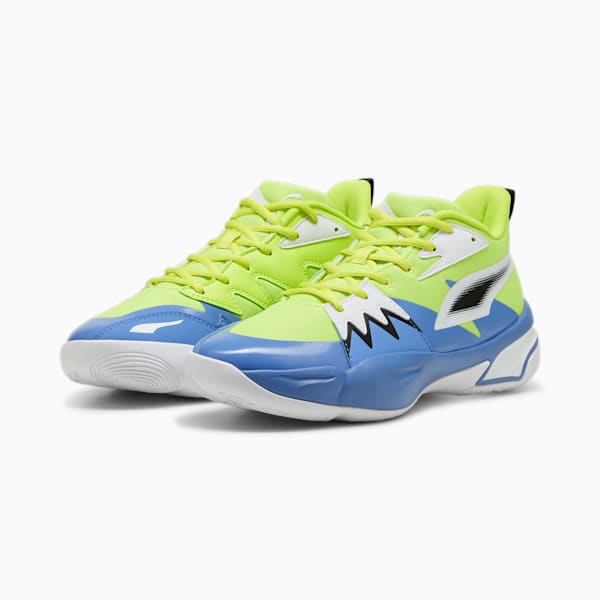 Genetics Basketball Shoes, Electric Lime-Blue Skies, large-ZAF