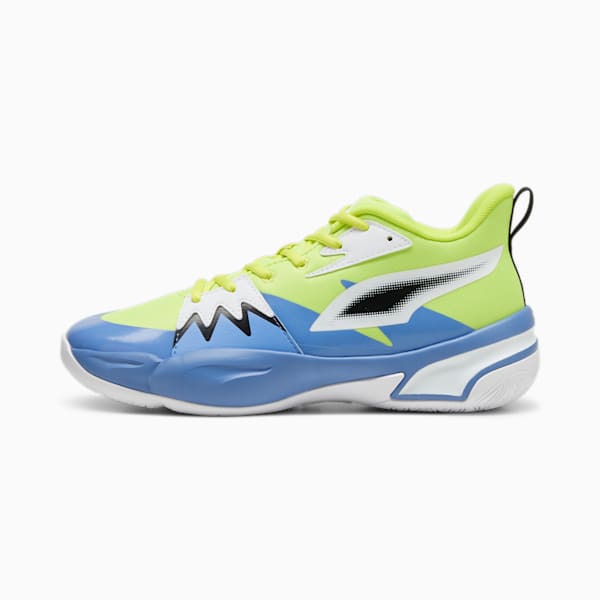 Genetics Basketball Shoes, Electric Lime-Blue Skies, large-ZAF