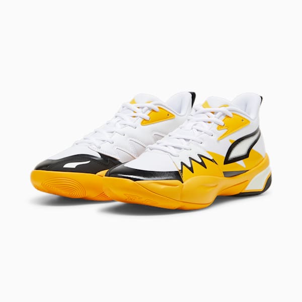 Genetics Basketball Shoes, PUMA White-Yellow Sizzle, large-ZAF
