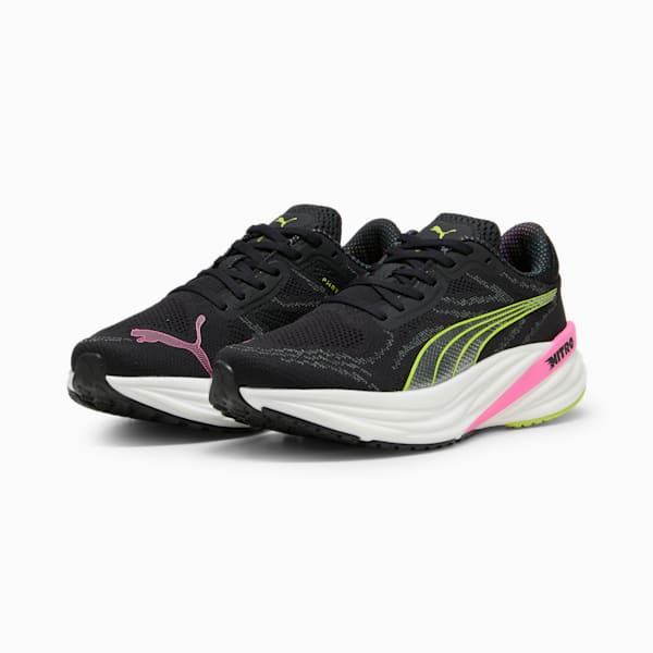Zapatillas de running para mujer Magnify NITRO™ 2, PUMA Black-Lime Pow-Poison Pink, large-ARG