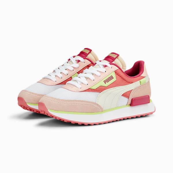 Future Rider Splash Youth Trainers, PUMA White-Loveable-Pristine, large-MEX