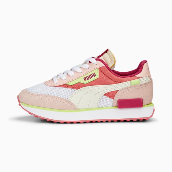 Future Rider Splash Youth Trainers, PUMA White-Loveable-Pristine, large-MEX