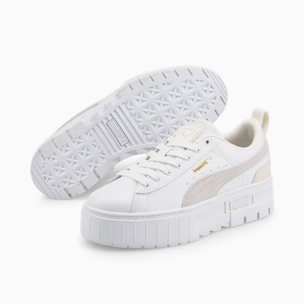 Mayze Sneakers Women, Puma White-Nimbus Cloud-Puma Team Gold, large-ZAF