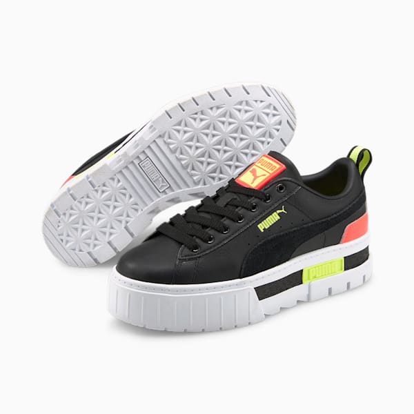 Mayze Sneakers Women, Puma Black-Puma Black-Lime Squeeze, large-ZAF