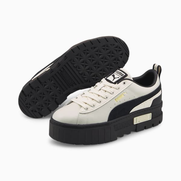 Mayze Sneakers Women, Whisper White-Puma Black-Puma Team Gold, large-ZAF