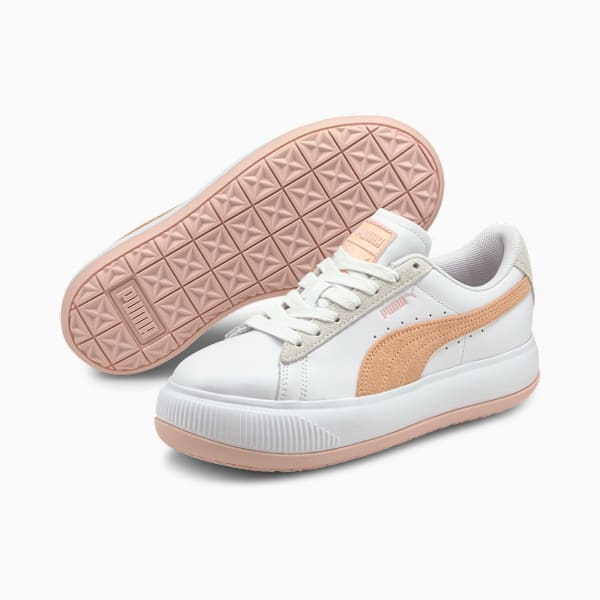 Suede Mayu Mix Women's Trainers, Puma White-Lotus-Peach Parfait, large-MEX