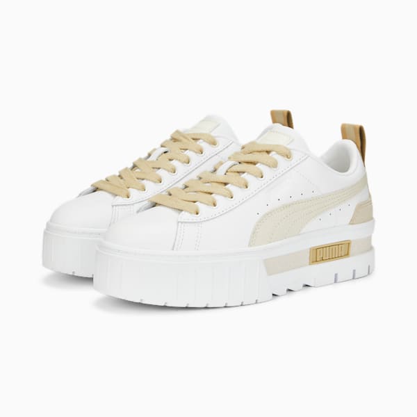 Mayze Luxe Trainers Women, Puma White-Pale Khaki, large-ZAF