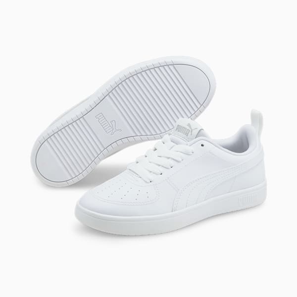 Rickie Youth Trainers, Puma White-Puma White-Glacier Gray, large-ZAF