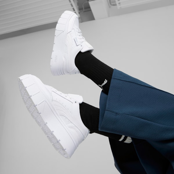 Mayze Stack Leather Sneakers Women, Puma White, large-ZAF