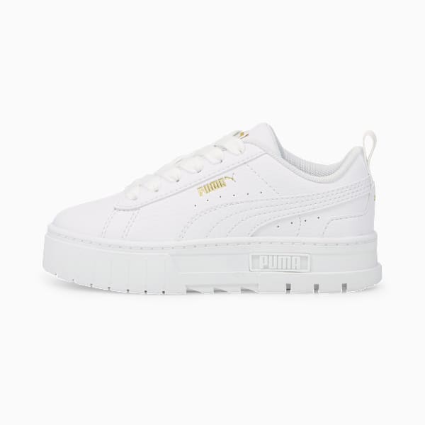 Tenis de cuero infantiles Mayze, Puma White-Puma Team Gold, large-MEX