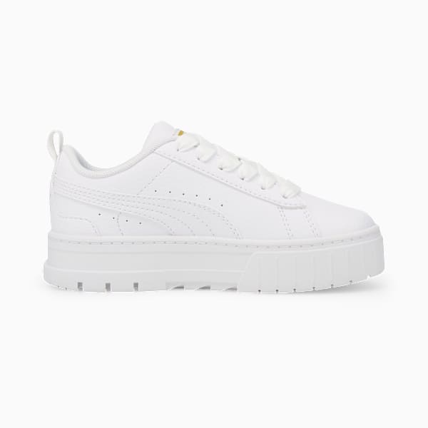 Tenis de cuero infantiles Mayze, Puma White-Puma Team Gold, large-MEX