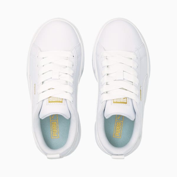 Zapatillas Mayze infantiles de cuero, Puma White-Puma Team Gold, large-ARG