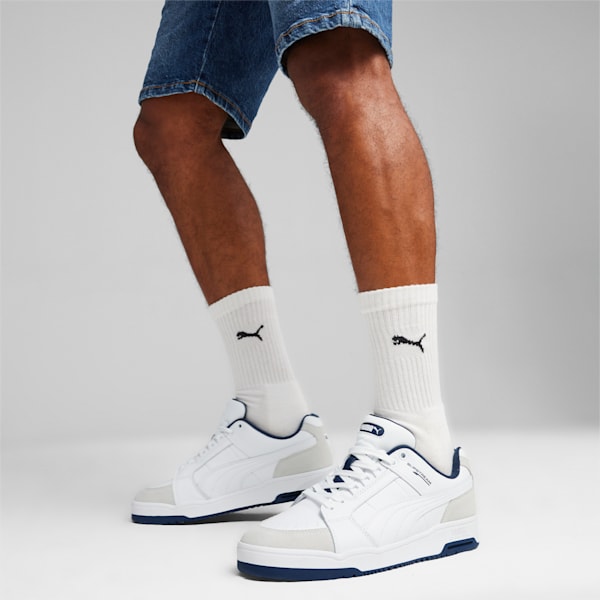 Slipstream Lo Retro Trainers, PUMA White-PUMA White-Club Navy, large-ZAF