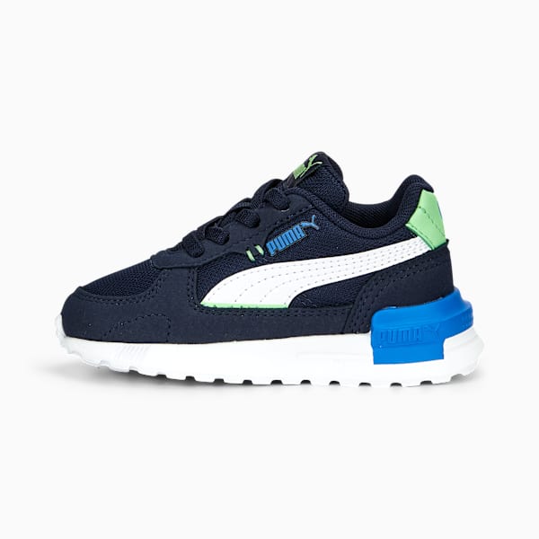 Zapatillas Graviton AC para bebes, PUMA Navy-PUMA White-Summer Green-Victoria Blue, large-ARG