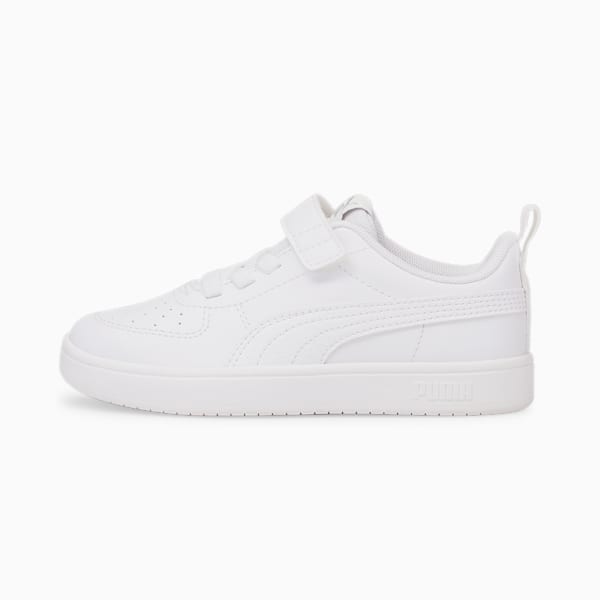 Rickie Alternative Closure Kids' Trainers, Puma White-Puma White-Glacier Gray, large-ZAF