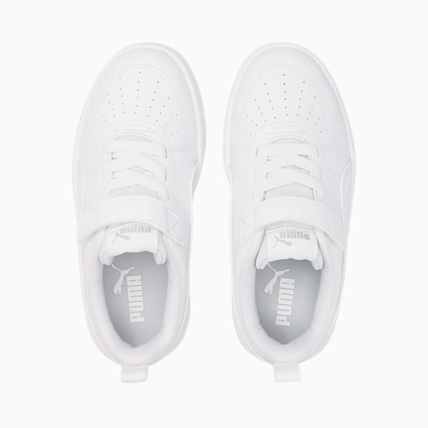 Rickie Alternative Closure Kids' Trainers, Puma White-Puma White-Glacier Gray, large-ZAF