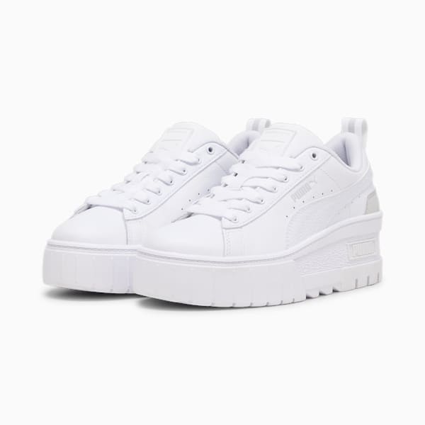 Mayze Wedge Sneakers Women, PUMA White-Ash Gray, large-ZAF