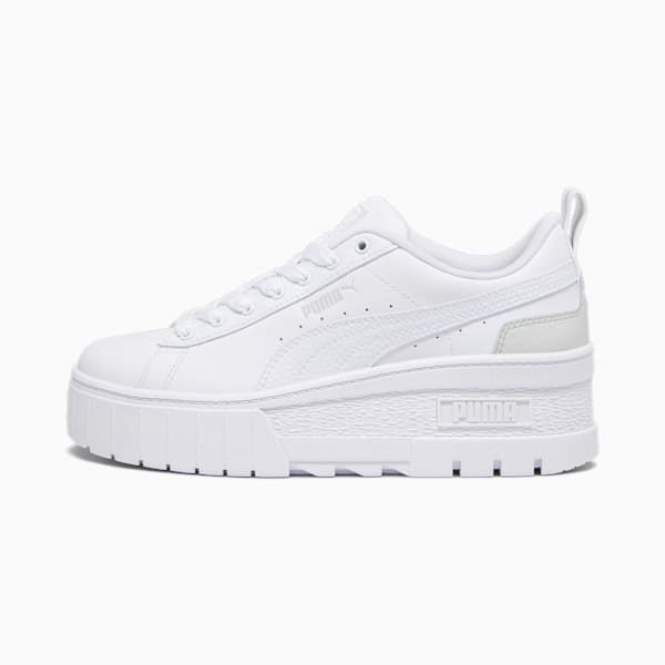 Mayze Wedge Sneakers Women, PUMA White-Ash Gray, large-ZAF