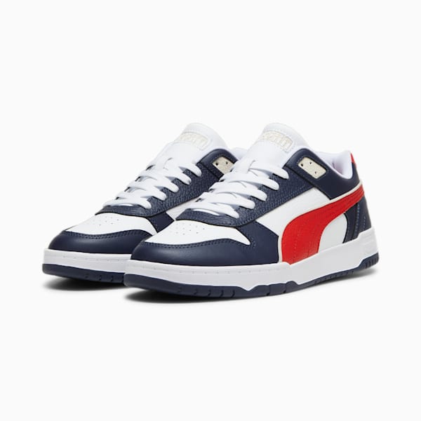 RBD Game Low Sneakers, Puma White-New Navy-For All Time Red, large-ZAF