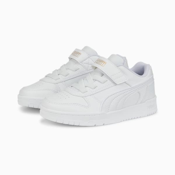 RBD Game Low Sneakers Kids, Puma White-Puma White-Puma Team Gold, large-ZAF