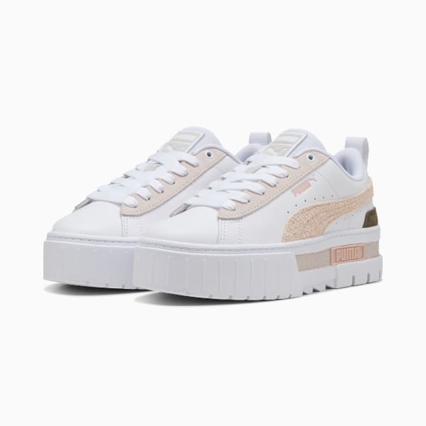 Mayze Mix Women's Sneakers, PUMA White-Alpine Snow-Loden Green, large-ZAF