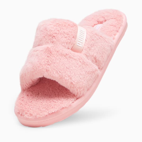 Fluff Solo Slippers Women, Peach Smoothie-PUMA White, large-ZAF
