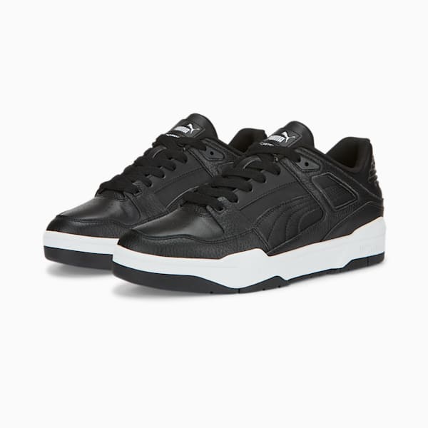 Slipstream Leather Sneakers, Puma Black-Puma White, large-ZAF