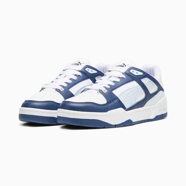 Slipstream Leather Sneakers, PUMA White-Icy Blue-Persian Blue, large-ZAF
