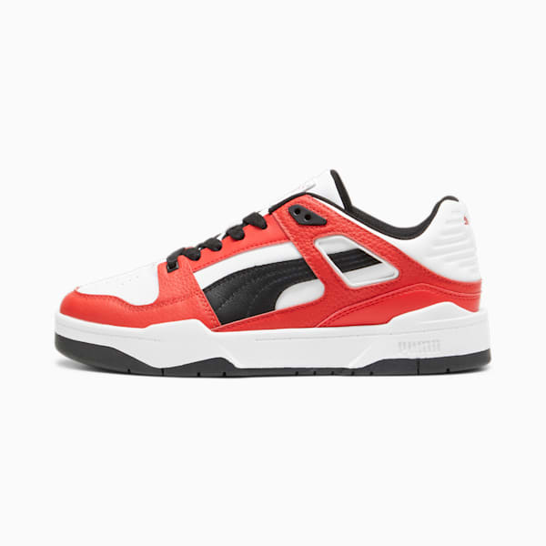Slipstream Leather Sneakers, PUMA White-PUMA Black-PUMA Red, large-ZAF