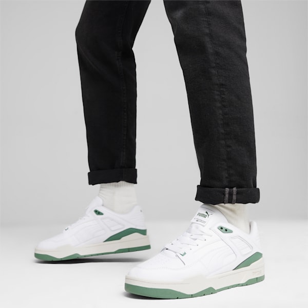 Slipstream Leather Sneakers, PUMA White-Eucalyptus, large-ZAF