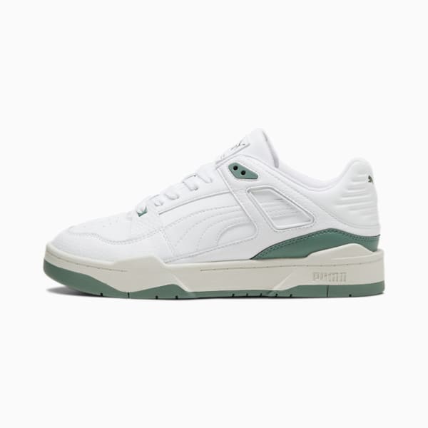 Slipstream Leather Sneakers, PUMA White-Eucalyptus, large-ZAF