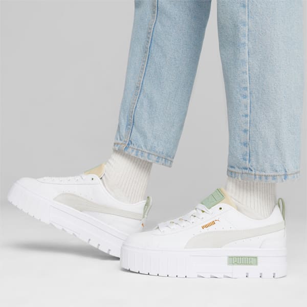 Zapatillas Mayze Lth para mujer, PUMA White-Granola, large-ARG