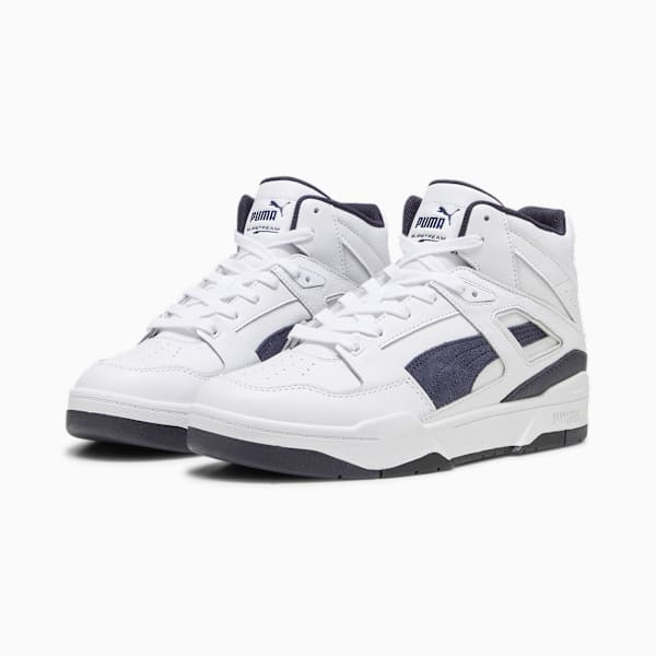 Slipstream Hi Leather Sneakers, Puma White-New Navy, large-MEX