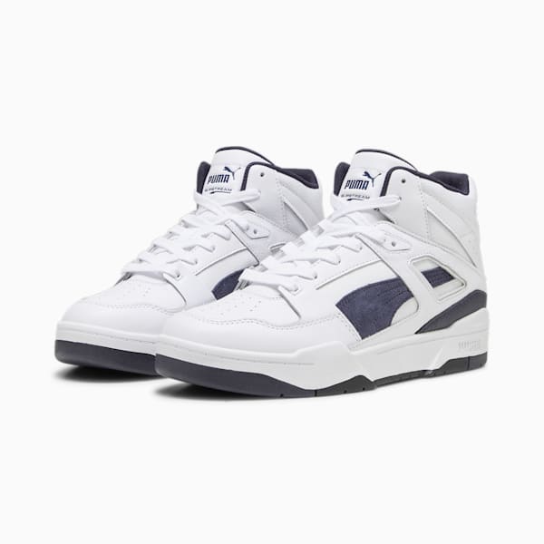 Slipstream Hi Leather Sneakers, Puma White-New Navy, large-ZAF