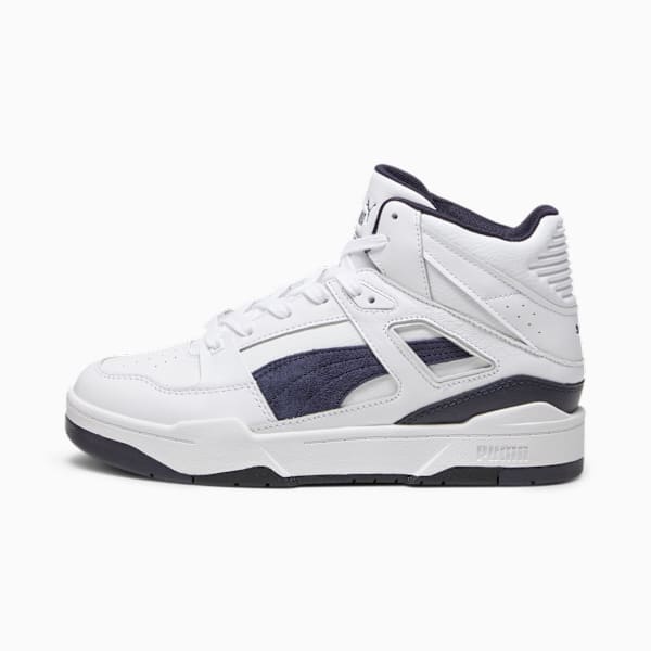 Slipstream Hi Leather Sneakers, Puma White-New Navy, large-MEX