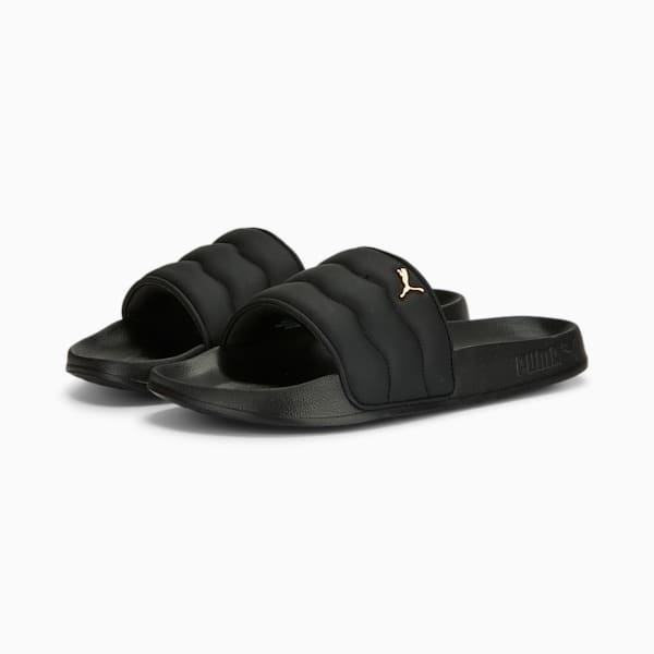 Sandalias para mujer Leadcat 2.0 Puffy, PUMA Black-Metallic Gold, large-MEX