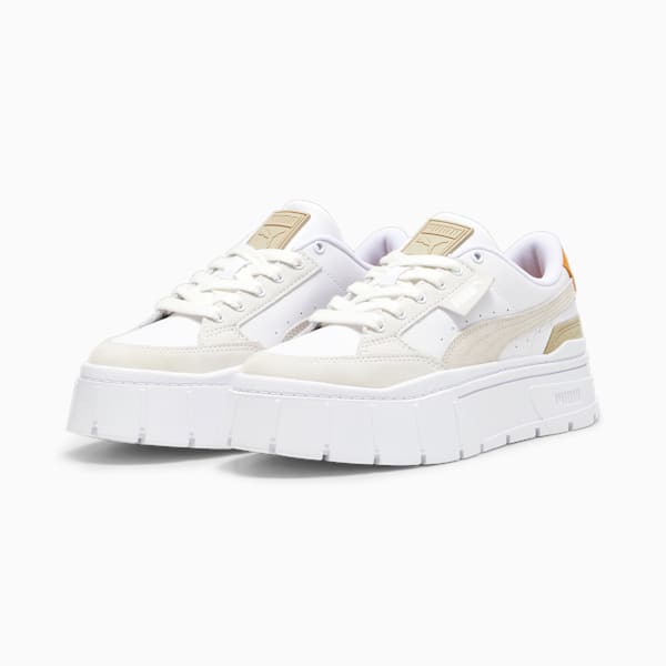 Mayze Stack Luxe Sneakers Women, PUMA White-Ginger Tea, large-ZAF