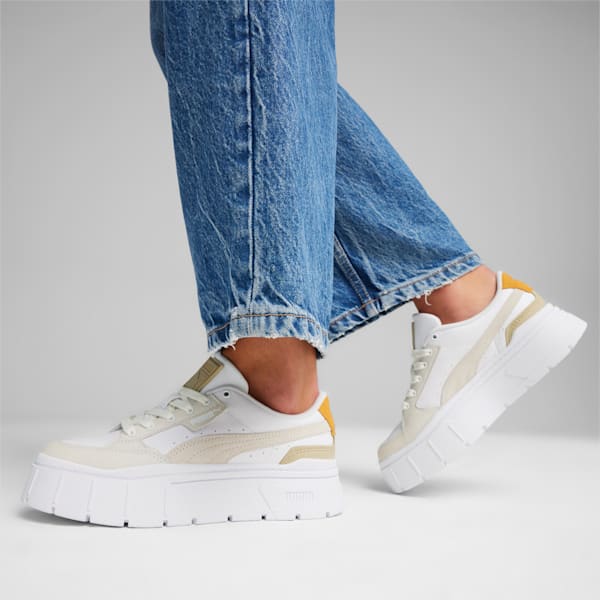 Mayze Stack Luxe Sneakers Women, PUMA White-Ginger Tea, large-ZAF
