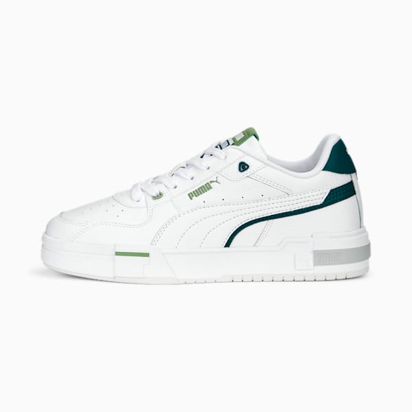 CA Pro Glitch Leather Sneakers, PUMA White-Varsity Green-Feather Gray, large-ZAF