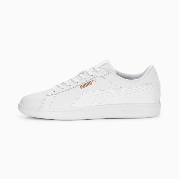 Smash 3.0 L Sneakers, PUMA White-PUMA White-PUMA Gold, large-ZAF