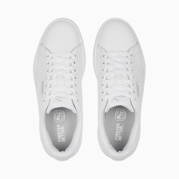 Smash 3.0 Leather Sneakers Youth, PUMA White-Cool Light Gray, large-MEX