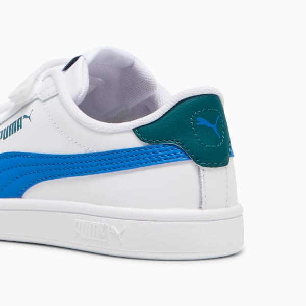 Tenis Smash 3.0 Leather V para niños, PUMA White-Hyperlink Blue-Cold Green, large-MEX