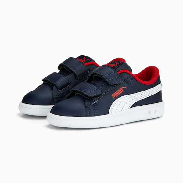 Tenis Smash 3.0 Leather V para infantes, PUMA Navy-PUMA White-For All Time Red, large-MEX