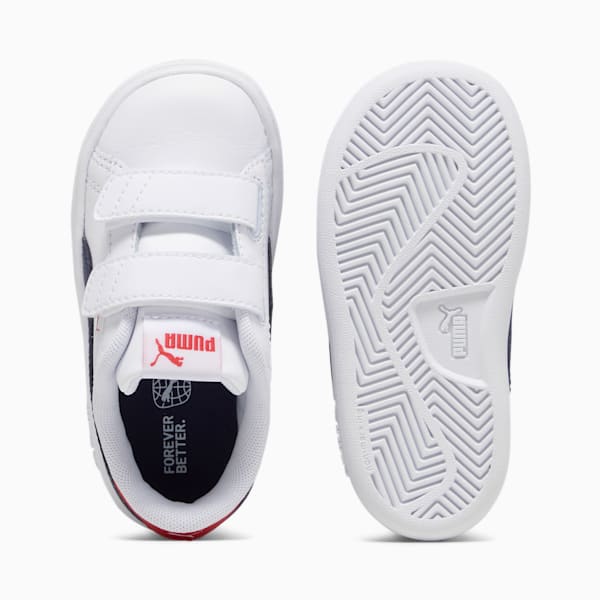 Smash 3.0 Leather V Sneakers Baby, PUMA White-PUMA Navy-For All Time Red, large-MEX