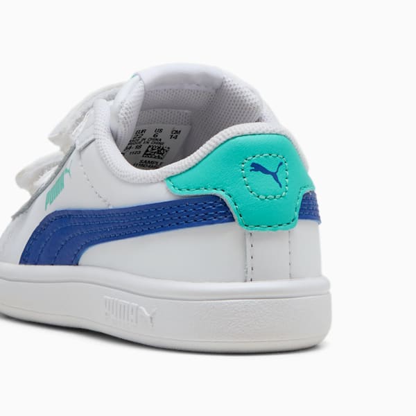 Smash 3.0 Leather V Sneakers Baby, PUMA White-Vivid Blue-Aquatic, large-MEX