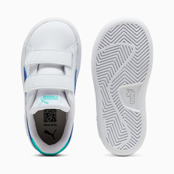 Smash 3.0 Leather V Sneakers Baby, PUMA White-Vivid Blue-Aquatic, large-MEX