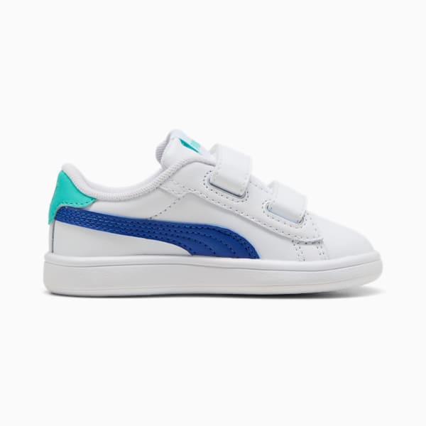 Smash 3.0 Leather V Sneakers Baby, PUMA White-Vivid Blue-Aquatic, large-MEX
