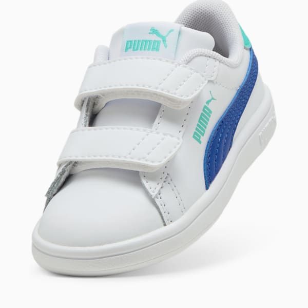 Smash 3.0 Leather V Sneakers Baby, PUMA White-Vivid Blue-Aquatic, large-MEX